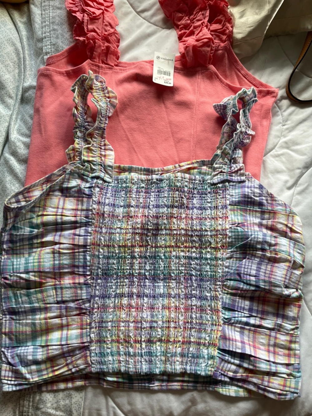 Two Ruffle Strap Knit crop tank top s L/XL - Picture 3 of 3